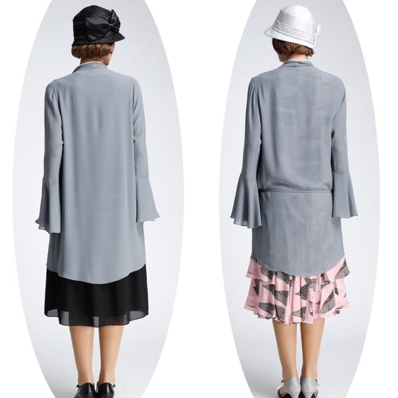 Women's 1920's Chiffon Jacket with Cascade Collar, Great Gatsby - Picture 5 of 6